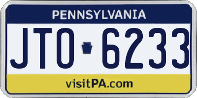 PA license plate JTO6233