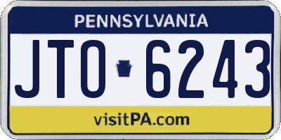 PA license plate JTO6243
