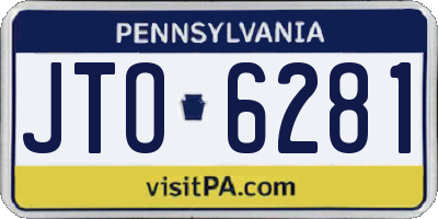 PA license plate JTO6281