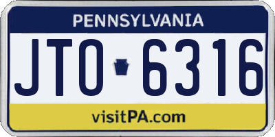 PA license plate JTO6316