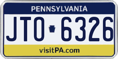 PA license plate JTO6326