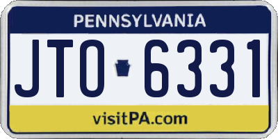 PA license plate JTO6331