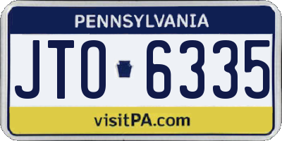 PA license plate JTO6335