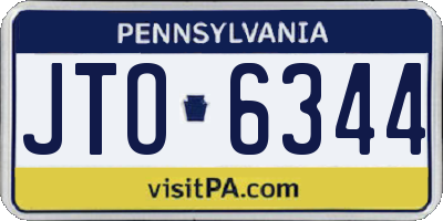 PA license plate JTO6344