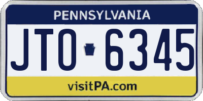 PA license plate JTO6345