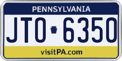 PA license plate JTO6350