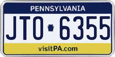 PA license plate JTO6355