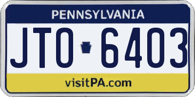 PA license plate JTO6403
