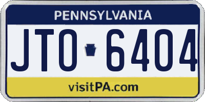 PA license plate JTO6404