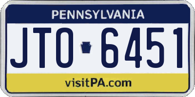 PA license plate JTO6451