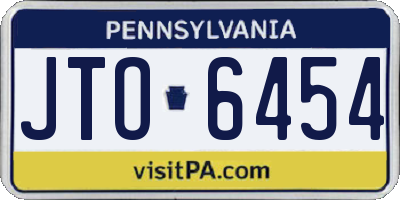 PA license plate JTO6454