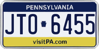 PA license plate JTO6455