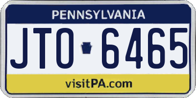 PA license plate JTO6465