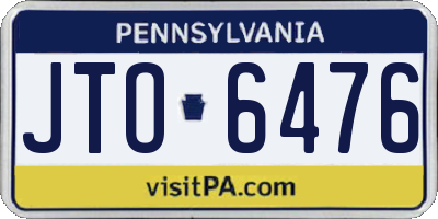 PA license plate JTO6476