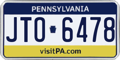PA license plate JTO6478
