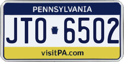 PA license plate JTO6502