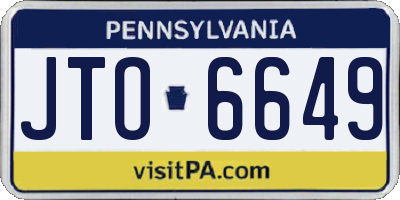 PA license plate JTO6649