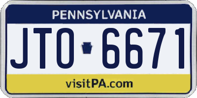 PA license plate JTO6671