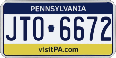 PA license plate JTO6672
