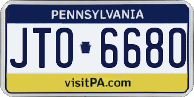 PA license plate JTO6680
