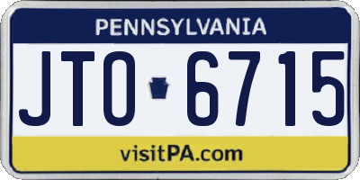 PA license plate JTO6715