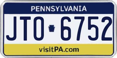 PA license plate JTO6752