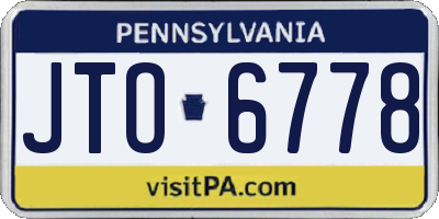 PA license plate JTO6778