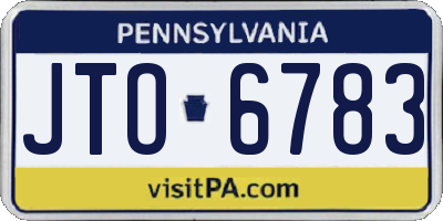 PA license plate JTO6783