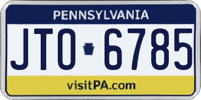 PA license plate JTO6785