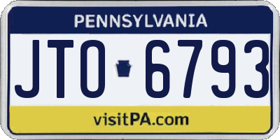 PA license plate JTO6793