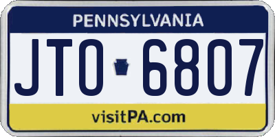PA license plate JTO6807