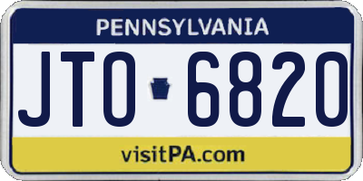 PA license plate JTO6820