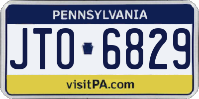 PA license plate JTO6829