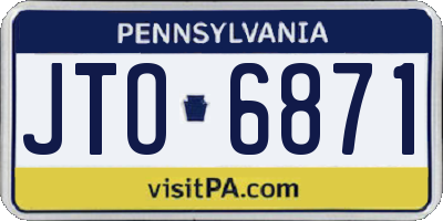 PA license plate JTO6871