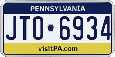 PA license plate JTO6934