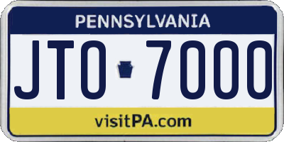 PA license plate JTO7000