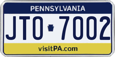 PA license plate JTO7002