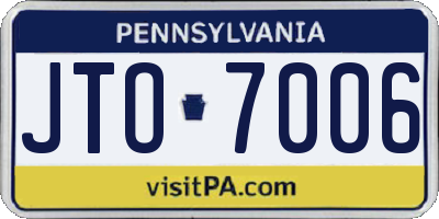 PA license plate JTO7006