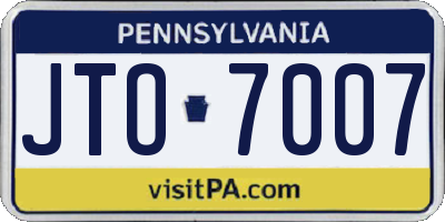 PA license plate JTO7007