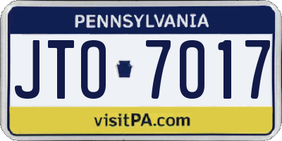 PA license plate JTO7017