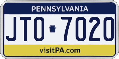 PA license plate JTO7020