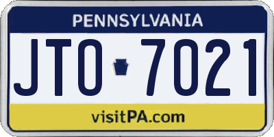 PA license plate JTO7021