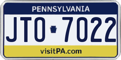 PA license plate JTO7022