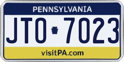 PA license plate JTO7023