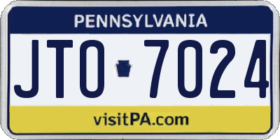 PA license plate JTO7024