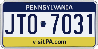 PA license plate JTO7031