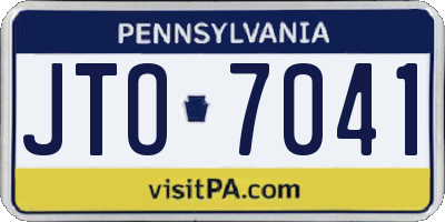 PA license plate JTO7041