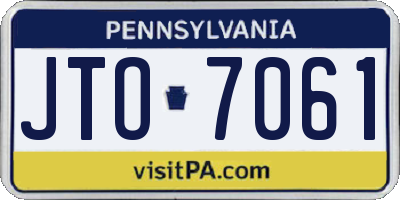 PA license plate JTO7061
