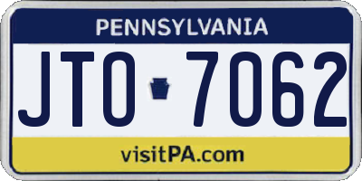 PA license plate JTO7062