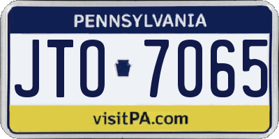 PA license plate JTO7065